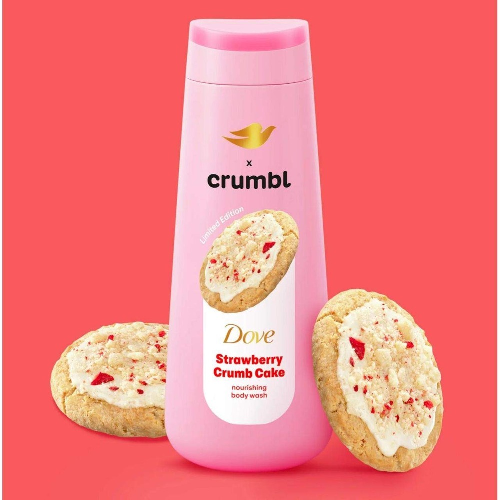 2 Pack Dove x Crumbl Strawberry Crumb Cake Nourishing Body Wash 20 fl oz - Picture 5 of 7